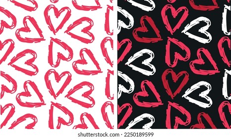 Fondo del patrón de amor cardíaco. Arte de plantilla de corazón dibujado a mano - para el Día de San Valentín.