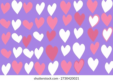 Fondo del patrón del corazón del amor con el estilo dibujado a mano lindo, diseño romántico de San Valentín para la tarjeta de felicitación, papel de regalo, materia textil, Fondo de pantalla, y medios de comunicación sociales