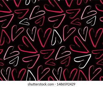 Love heart pattern background textile wallpaper hand drawn art template