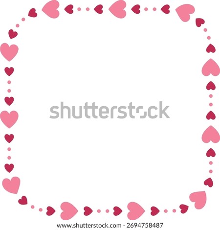 Love Heart Pattern Frame.
Heart shape border flat vector isolated.
For celebrating Valentine's Day, Mother's Day or wedding.
Transparent background.