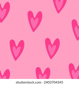 Love heart pattern illustration. Cute romantic pink hearts background print. Valentine's day holiday backdrop texture, romantic wedding design.