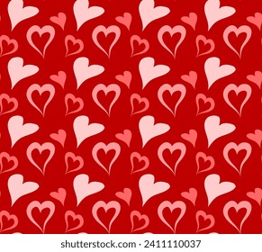 Love heart pattern seamless background. Design with heart red and white color tone. vector.