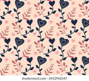 Love heart pattern seamless background. Design with heart pastel color tone. vector.
