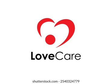 love heart with people health care logo vector design