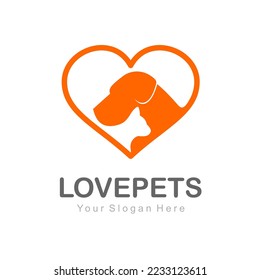 love heart pets vector logo