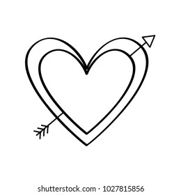 love heart pierced arrow valentine day romantic
