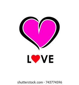 love heart pink abstract vector logo