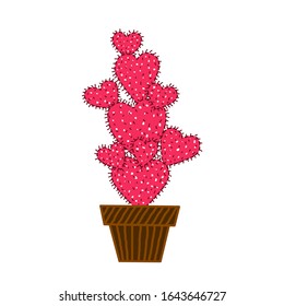Love heart pink cactus vector illustration