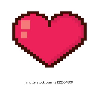 love heart pixel icon flat