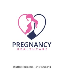 Love Heart Pregnancy Pregnant Mom Maternity Silhouette Logo Template