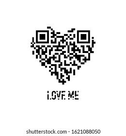 love heart qr code buy concept vector illustration