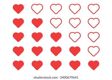 Love heart rating. Red hearts icon. Basic design elements. Simple vector illustration