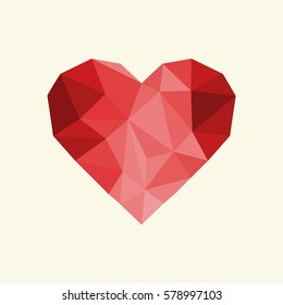 Love heart red light with triangular shapes inside