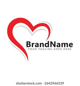 Love heart red logo icon vector template