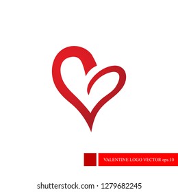 love heart red valentine abstract logo design