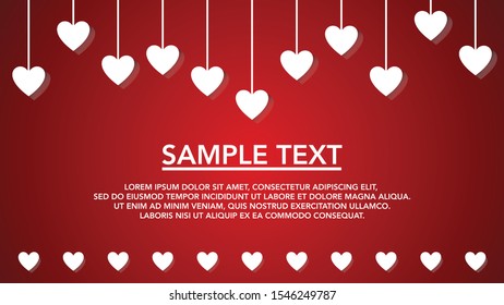 love heart red valentine romance background vector template