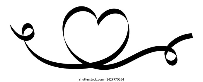 Love Heart Ribbon Hand Drawn Calligraphic Stock Vector (Royalty Free ...