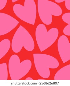 Love heart romantic background. Vector red and pink love pattern. Valentines day seamless trendy background