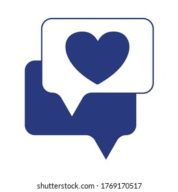 love heart romantic message speech bubble isolated icon design vector illustration line style