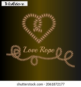 Love heart and rope design elements isolated on background