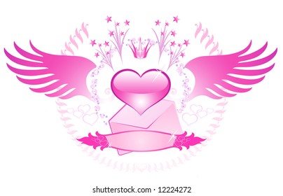 The love in heart. The Rose color.