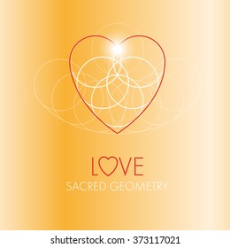 Love. Heart. Sacred Geometry. Greeting card. Valentines Day. Vector eps10.