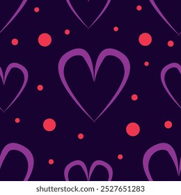 Ilustración de fondo de patrón transparente de corazón de amor. Moderno minimalista lindo fondo de corazones rojos románticos para la textura de fondo de vacaciones de San Valentín, diseño de boda romántica, día de la madre.