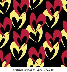 Ilustración de fondo de patrón transparente de corazón de amor. Moderno minimalista lindo fondo de corazones rojos románticos para la textura de fondo de vacaciones de San Valentín, diseño de boda romántica, día de la madre.