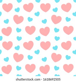 Love Heart Seamless Pattern Cute Vintage Girly Background Vector Eps Pink and Aqua Color