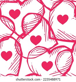 Love heart seamless pattern. Decorative symbol for valentine's day, wedding and engagement. Vector design for wrapping paper, digital, wallpaper, fabric print, textile, poster, banner, greeting card
