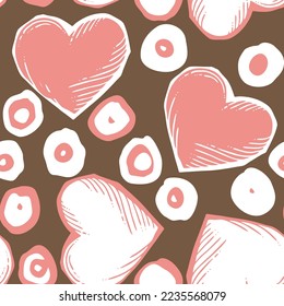 Love heart seamless pattern. Decorative symbol for valentine's day, wedding and engagement. Vector design for wrapping paper, digital, wallpaper, fabric print, textile, poster, banner, greeting card