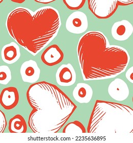 Love heart seamless pattern. Decorative symbol for valentine's day, wedding and engagement. Vector design for wrapping paper, digital, wallpaper, fabric print, textile, poster, banner, greeting card
