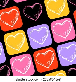 Love heart seamless pattern. Decorative symbol for valentine's day, wedding and engagement. Vector design for wrapping paper, digital, wallpaper, fabric print, textile, poster, banner, greeting card.