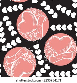 Liebe Herz nahtlos Muster. Dekoratives Symbol für Valentinstag, Hochzeit und Verlobung. Vektordesign für Verpackungspapier, Digital, Tapete, Stoffdruck, Textil, Poster, Banner, Grußkarte.