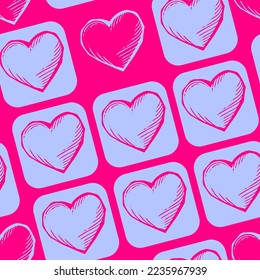Love heart seamless pattern. Decorative symbol for valentine's day, wedding and engagement. Vector design for wrapping paper, digital, wallpaper, fabric print, textile, poster, banner, greeting card.