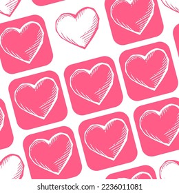 Love heart seamless pattern. Decorative symbol for valentine's day, wedding and engagement. Vector design for wrapping paper, digital, wallpaper, fabric print, textile, poster, banner, greeting card.