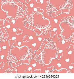 Love heart seamless pattern. Decorative symbol for valentine's day, wedding and engagement. Vector design for wrapping paper, digital, wallpaper, fabric print, textile, poster, banner, greeting card.