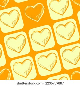 Patrón sin fisuras del corazón del amor. Símbolo decorativo para el día de San Valentín, boda y compromiso. Diseño vectorial para papel envolvente, digital, papel pintado, tela, carteles, banner, tarjeta de felicitación.