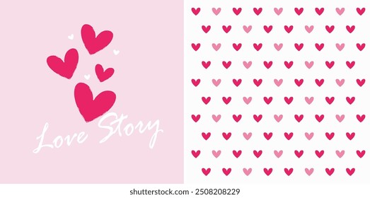 Love heart seamless pattern design vector background. Seamless pattern on Valentine's day. The seamless texture with heart.