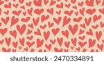 Love heart seamless pattern illustration. Cute romantic hearts background print. Valentine