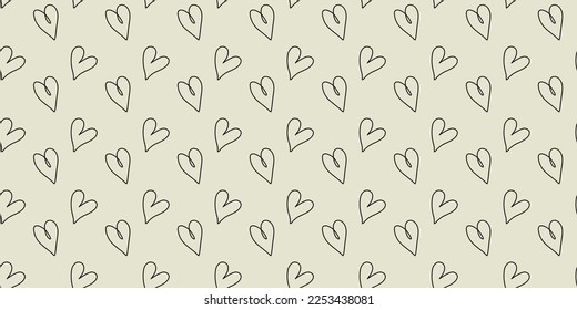 Love heart seamless pattern illustration. Trendy hand-drawn doodle seamless pattern with hearts. Valentine's day holiday backdrop texture. Valentine's day background. Vector EPS 10