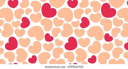 Love heart seamless pattern illustration. Trendy hand-drawn doodle seamless pattern with hearts. Valentine's day holiday backdrop texture. Valentine's day pattern on white background.