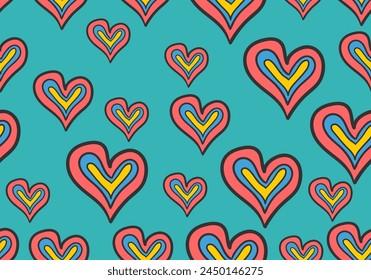 love heart seamless pattern illustration. Cute romantic hearts background print. Valentine's