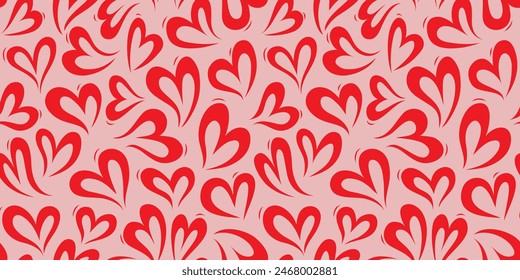 Love heart seamless pattern illustration. Cute romantic hearts background print. Valentine's day holiday backdrop texture, romantic wedding design.