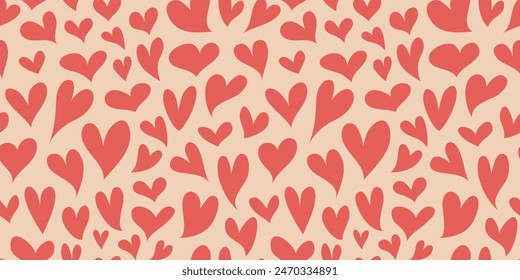 Love heart seamless pattern illustration. Cute romantic hearts background print. Valentine's day holiday backdrop texture, romantic wedding design.