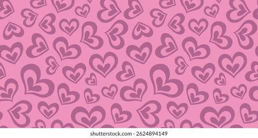 Love heart seamless pattern illustration. Cute romantic hearts background print. Valentine's day holiday backdrop texture, romantic wedding design.