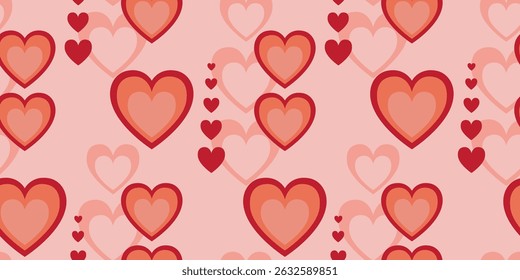 Love heart seamless pattern illustration. Cute romantic hearts background print. Valentine's day holiday backdrop texture, romantic wedding design.