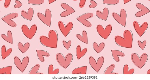 Liebe Herz nahtlose Muster Illustration. Süße romantische Herzen Hintergrunddruck. Valentinstag Urlaub Kulisse Textur, romantische Hochzeit Design.