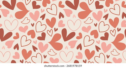 Corazón de amor sin patrón ilustración. Lindo fondo de corazones románticos. Textura del telón de fondo del día de San Valentín, diseño romántico de la boda.