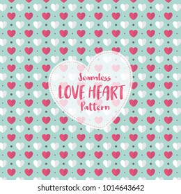 Love Heart Seamless Pattern on Romantic Pastel Color. Vector Illustration.